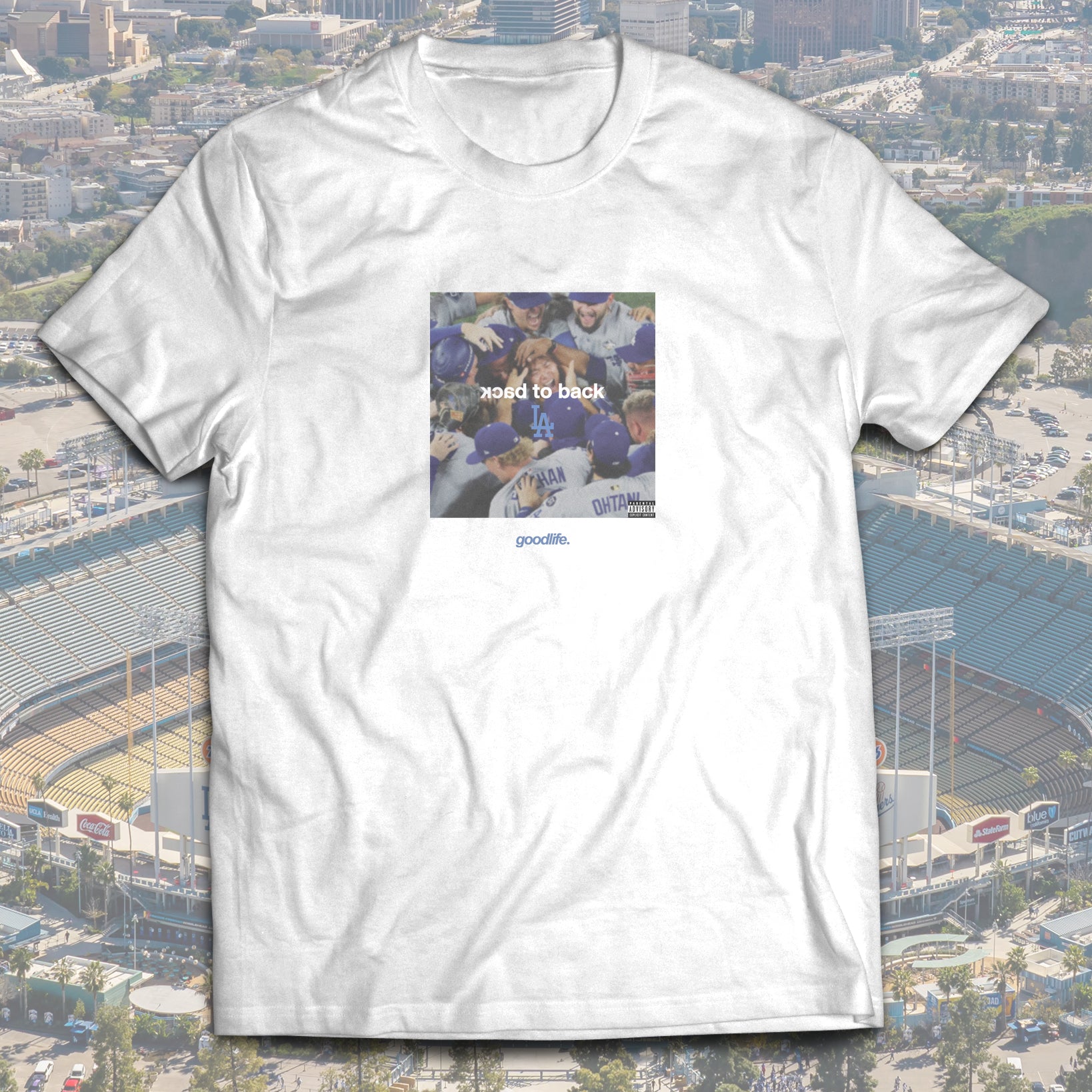LA Dodgers "Back to Back" Song Cover World Series Championship Short-Sleeve T-Shirt