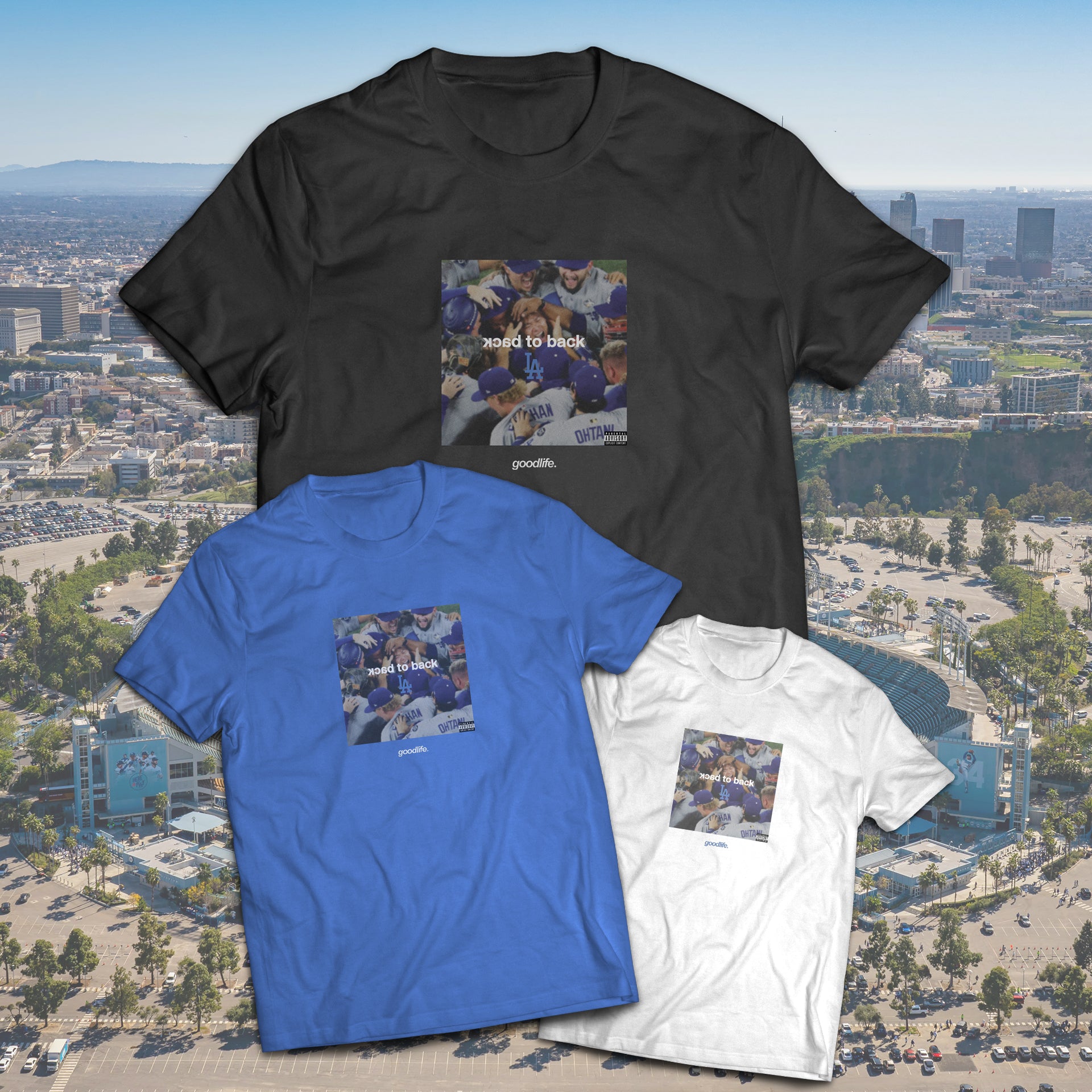 LA Dodgers "Back to Back" Song Cover World Series Championship Short-Sleeve T-Shirt