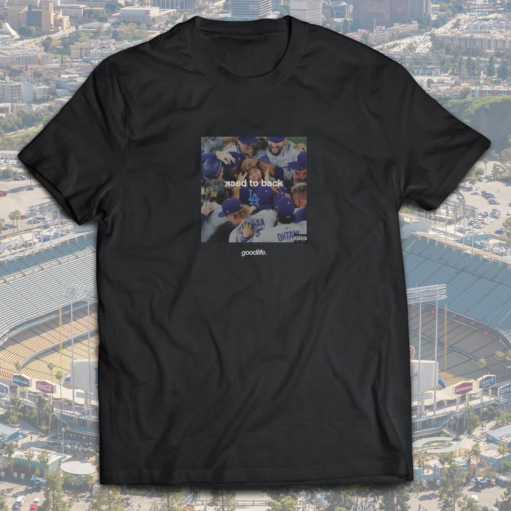 LA Dodgers "Back to Back" Song Cover World Series Championship Short-Sleeve T-Shirt