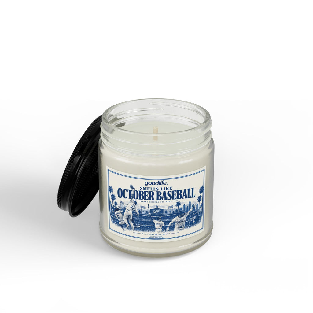 October Baseball Scented Soy Candle — Amber Jar with Black Lid (4oz & 9oz)